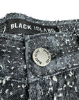 BLACK TEXTURED BOUCLE' DENIM PANTS