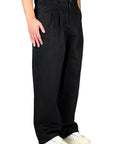BLACK MINIMAL WIDE BOTTOM TROUSERS