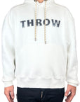 EMBROIDERY THROW WHITE HOODIE