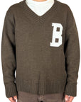 V NECK BROWN SWEATER