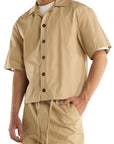 BEIGE CROPPED RIPSTOP SHIRT