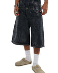 DOUBLE RAW DENIM JORTS