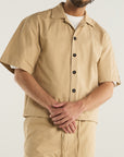 BEIGE CROPPED RIPSTOP SHIRT