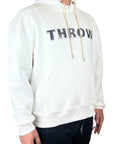 EMBROIDERY THROW WHITE HOODIE