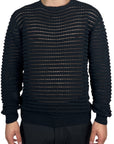 BLACK PERFORATED SWEATER