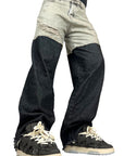 DOUBLE FABRIC AND WASH GREY BAGGY