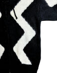 BLACK LONG HAIR SWEATER ZIP HOOD