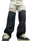 DOUBLE FABRIC AND WASH GREY BAGGY