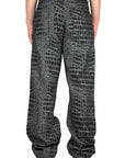 CROC TEXTURED WASHED DENIM JEANS
