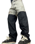 DOUBLE FABRIC AND WASH GREY BAGGY