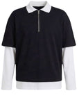 BLACK DOUBLE SLEEVED POLO RUTHLESS