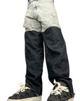 DOUBLE FABRIC AND WASH GREY BAGGY