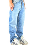 BLUE EMBROIDERED TRIBAL MOON BAGGY