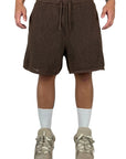 BROWN PERFORATED SHORTS