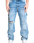 LIGHT WASH RIPPED BAGGY