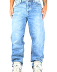 BLUE EMBROIDERED TRIBAL MOON BAGGY