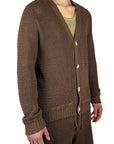 BROWN PERFORATED CARDIGAN