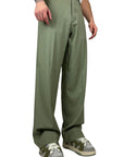GREEN PANTS DOUBLE PINCES
