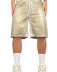 SHORTS BEIGE WAXED LEATHER
