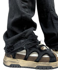 FLARE DENIM BLACK BREAKAGES