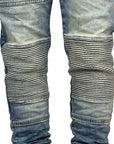 SANDBLASTED BIKER JEANS