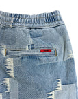 PATCH WORK DENIM SHORT BLUE