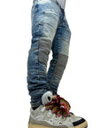 SANDBLASTED BIKER JEANS
