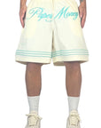 CREAM SCRIPT SHORTS