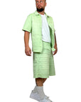 GREEN WASHED SEAMS SHORTS