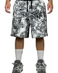 BLACK RUBBER FLOWERS SHORTS