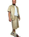 BEIGE WASHED SEAMS SHORTS