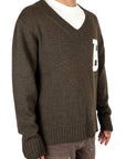 V NECK BROWN SWEATER