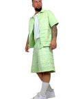 GREEN WASHED SEAMS SHORTS