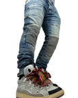 SANDBLASTED BIKER JEANS