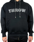EMBROIDERY THROW BLACK HOODIE