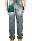 GREEN CHENILLE POCKET BAGGY