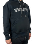 EMBROIDERY THROW BLACK HOODIE