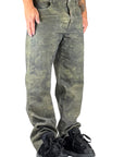 GREEN CAMOUFLAGE DENIM BAGGY