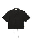 BLACK CROPPED RIPSTOP SHIRT