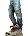 SANDBLASTED BIKER JEANS