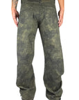 GREEN CAMOUFLAGE DENIM BAGGY