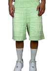 GREEN WASHED SEAMS SHORTS
