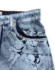 BLUE DENIM ANGEL PRINT SHORTS
