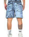 BLUE DENIM ANGEL PRINT SHORTS