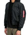 MA-1 ZIP HOOD BLACKPRINT SLIM BOMBER JACKET BLACK