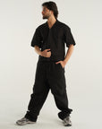 BLACK CROPPED RIPSTOP SHIRT