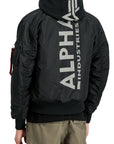 MA-1 ZIP HOOD BLACKPRINT SLIM BOMBER JACKET BLACK