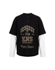 DOUBLE LAYER WAFFLE BLACK TEE
