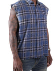 RHINESTONE FLANNEL SLEEVELESS BLUE