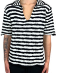 STRIPED COTTON KNIT POLO SHIRT